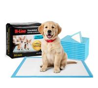 H-line Pack of 50 Quality 6 Layered Pet Dog Puppy Pads Large Absorbent Training Trainer Floor Toilet Disposable Pee Mats [60 x 45] CM