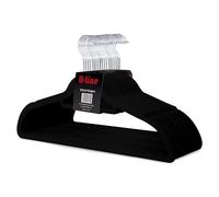H-line 20 x Non Slip Flocked Velvet Coat Clothes Hangers Trouser Hanging Space Saving (Black)
