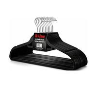 H-line Velvet Hangers, Non-Slip Clothes Hangers with Tie Bar & 360° Hook, Durable & Sturdy, Space-Saving Wardrobe Organisers for Suits, Jackets Coat, & Clothes- Home Storage Solution (50)