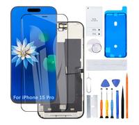 H&LYCYJ Display for iPhone 15 Pro A2848 A3101 A3102 A3104 LCD Screen Replacement 3D Touch Full HD Touchscreen ID Digitizer Frame Assembly, Waterproof Adhesive, Repair Kits