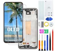 H&LYCYJ Display Screen for Samsung Galaxy A54 5G OLED A546V A546U A546B LCD Screen Replacement Assembly Kit (Black with Frame, Fingerprint Support