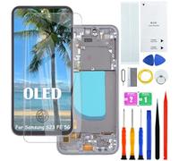 H&LYCYJ Display Screen for Samsung Galaxy S23 FE 5G OLED S711B S711B/DS S711U1 LCD Screen Replacement Assembly Kit (Black with Frame, Fingerprint Support