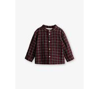 H&M Adorables H&M Adorables Checked Band-Collar Cotton-Muslin Shirt 4-36 Months Red Dark 2-3 Years