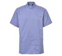 H M FASHION Mens Stud Asymmetric Tunic with Mandarin Collar... Hospital, Dental, Carer Top ..Size: S M L XL (XL, SKY/PALE BLUE)