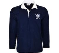 H M FASHION Scotland Rugby Shirts Long Sleeved Jersey with Collars Classic Retro Top 6 Nations (XL) Navy
