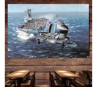 H.M.S. Ark Royal Fighter Jet Picture Canvas Art Banner - Attack Aircraft Airplane Posters Wall Hanging Flag - Modern Air Warfare Military Art Tapestry For Home Decoration