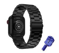 H.May Metal Strap Compatible with Apple Watch Strap, 38mm 40mm 41mm Stainless Steel Replacement Band Bracelet Compatible with iWatch Series 8/7/6/SE/5/4/3/2/1 Strap, Black