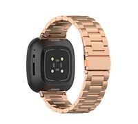 H.May Metal Strap Compatible with Fitbit Versa 2 Strap, Adjustable Stainless Steel Metal Replacement Bracelet Compatible with Fitbit Versa 2/1, Versa Lite Edition, Rose