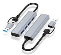 H.May USB C/USB3.0 * 4 Hub Ports,USB+Type-C 2-in-1 Splitter,Multiple USB Hub 3.0,USB Splitter 4 in 1 USB Extender Compatible with MacBook/Pad Pro/Dell/HP Laptop/Phones etc.