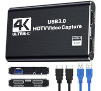 H.May Video Capture Card,USB 3.0 Capture Card,4K HDMI Loop-Out,1080P 60FPS Video Recorder for Xbox Series X/S,Xbox One X/S,PS4,OBS,Camera,Gaming,Streaming,Broadcasting