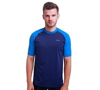 H.MILES Men's Rash Vest Short Sleeve Male Adults Rashguard Swim Base Layer Snorkeling Swimming Surfing Tops Diving Beach T-shirt DK Navy/DK Blue L