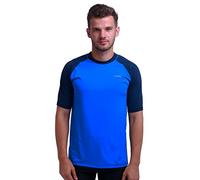 H.MILES Men's Rash Vest Short Sleeve Male Adults Rashguard Swim Base Layer Snorkeling Swimming Surfing Tops Diving Beach T-shirt Sky/Navy L