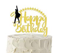 H*milton Happy Birthday Cake Topper, Gold Glitter American Musical Theme Cake Decor for Kids Adults Birthday Party, Star Silhouette Music Party Supplies