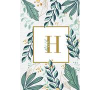 H: monogram notebook tropical ,monogram notebook for women and girls, monogram initial notebook letter H , monogrammed notebook, Pretty Medium Lined ... Girls and Women - TROPICAL & gold - letter H