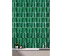 H&O Direct 10Pcs Green Stone Texture Waterproof Rectangular Wall Stickers H&O Direct Green