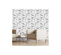 H&O Direct 10Pcs Ink & White Marbling PVC Wall Tile Rectangle Peel & Stick Waterproof Backsplash H&O Direct White