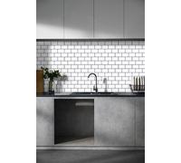 H&O Direct 10Pcs White Waterproof Heat Resistant Rectangular Wall Stickers with Navy Blue Frame H&O Direct White