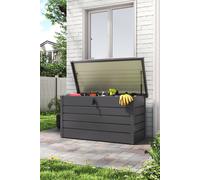 H&O Direct 350L Metal Outdoor Garden Storage Box Lockable in Grey H&O Direct Grey