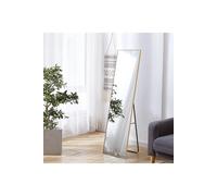 H&O Direct 37cm W x 147cm H Rectangular Dressing Floor Mirror Wall Mounted Full Length Mirror with Bracket, Gold | Size: 37 cm W x 147 cm H H&O Direct Gold 37 cm W x 147 cm H