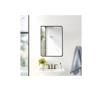 H&O Direct 50cm W x 70cm H Black Rectangular Metal Framed Bathroom Wall Mirror | Size: 50 cm W x 70 cm H H&O Direct Black 50 cm W x 70 cm H