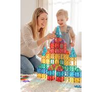 H&O Direct 60-PCS Kids Educational Magnetic Building Tiles Set H&O Direct Multicolor