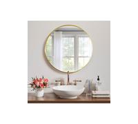 H&O Direct 70cm Nordic Round Framed Wall Hanging Mirror in Gold H&O Direct Gold