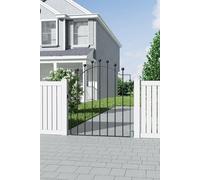 H&O Direct 86cm W x 103cm H Modern Metal Irregular Garden Fence Swing Gate in Black | Size: 86 cm W x 103 cm H H&O Direct Black 86 cm W x 103 cm H