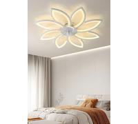 H&O Direct 90W Modern Flower Shape Ceiling Fan with Light in White H&O Direct White