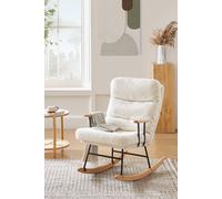 H&O Direct Adjustable Sherpa Upholstered Rocking Chair in White H&O Direct White