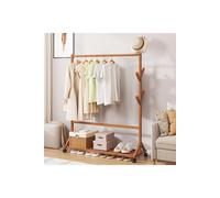 H&O Direct Bamboo Garment Hat Rack with Wheels in Brown H&O Direct Brown
