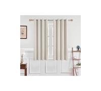H&O Direct Beige Grommet Top Polyester Blackout Curtains Pair, 117cm W x 137 cm H H&O Direct Beige 117cm W x 137 cm H