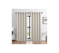 H&O Direct Beige Grommet Top Polyester Blackout Curtains Pair, 168cm W x 229 cm H H&O Direct Beige 168cm W x 229 cm H