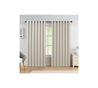 H&O Direct Beige Grommet Top Polyester Blackout Curtains Pair, 229cm W x 229 cm H H&O Direct Beige 229cm W x 229 cm H