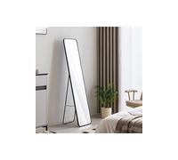 H&O Direct Black Bedroom Rounded Rectangular Floor Mirror Wall Mounted Full-Length Mirror, 47cm W x 157cm H | Size: 47 cm W x 157 cm H H&O Direct Black 47 cm W x 157 cm H