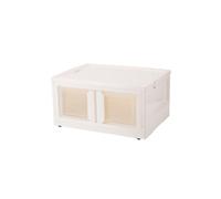 H&O Direct Collapsible Plastic Storage Bins Double-Door Organizer Box in White | Size: Small H&O Direct White S