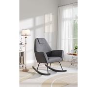 H&O Direct Comfy Upholstered Rocking Chair for Nursery with Black Legs in Grey H&O Direct Grey