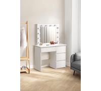 H&O Direct Dressing Table with Large Lighted Mirror in White H&O Direct White