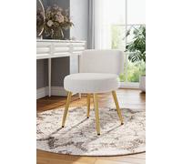 H&O Direct Faux Teddy Fur Makeup Vanity Seat Chair in White H&O Direct White