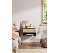 H&O Direct Floating Bedroom Nightstand with Pseudo-rattan Drawer in Black H&O Direct Black