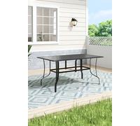 H&O Direct Garden Metal Slatted Rectangle Coffee Table in Black H&O Direct Black