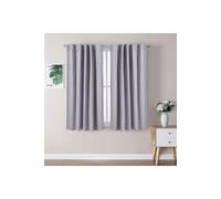 H&O Direct Grey Faux Linen Blackout Curtains Pair with Back Tab & Pole Pocket Top, 117cm W x 137 cm H H&O Direct Grey 117cm W x 137 cm H