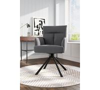 H&O Direct Grey Modern Frosted Velvet Swivel Armchair H&O Direct Grey
