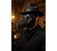 H&O Direct Halloween PU Leather Cosplay Mask Plague Doctor Mask for Themed Events & Costume Parties in Black H&O Direct Black