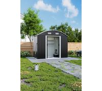 H&O Direct Large Galvanized Steel Acrylic Garden Storage Shed in Charcoal H&O Direct Charcoal