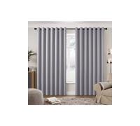 H&O Direct Light Grey Grommet Top Polyester Blackout Curtains Pair, 229cm W x 229 cm H H&O Direct Light Grey 229cm W x 229 cm H