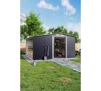H&O Direct Metal Outdoor Garden Storage Shed with Log Storage in Black H&O Direct Black