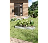 H&O Direct Metal Outdoor Rectangular Raised Garden Bed in Silver H&O Direct Silver