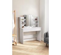 H&O Direct Modern Hollywood Vanity Desk with Lighted Mirror in White H&O Direct White