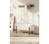 H&O Direct Modern Upholstered Bench in Beige H&O Direct Beige