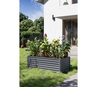 H&O Direct Outdoor Rectangular Metal Planter Raised Garden Bed in Grey H&O Direct Grey